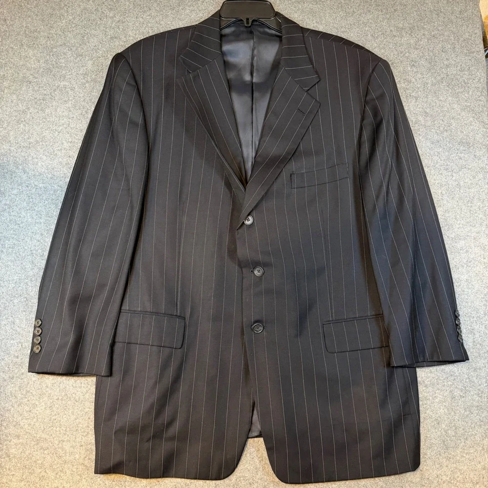 Britches of Georgetowne Loro Piana Wool Pinstripe Blazer Mens 46R Navy Hilton